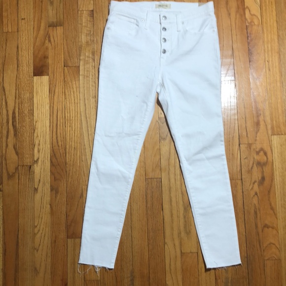 Madewell Button Fly Skinny Jeans White NWT 33 - Picture 3 of 8